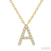 1/20 ctw Initial 'A' Round Cut Diamond Pendant With Chain in 14K Yellow Gold
